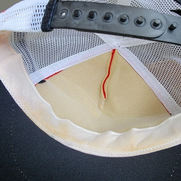 Vintage‎ Motorcraft Quality Parts Three Stripe Mesh Snapback Trucker Hat Cap Red - Picture 7 of 9